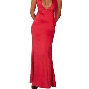 I AM DELILAH Red Plunge Neck Sleeveless Gown NEW W/O tags
